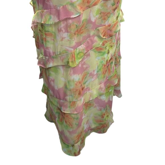 Bardot Cantara Ruffle Slip Dress Tiered Maxi Slit Floral Pink Sz 2 XS Fairy Cute - Picture 8 of 12